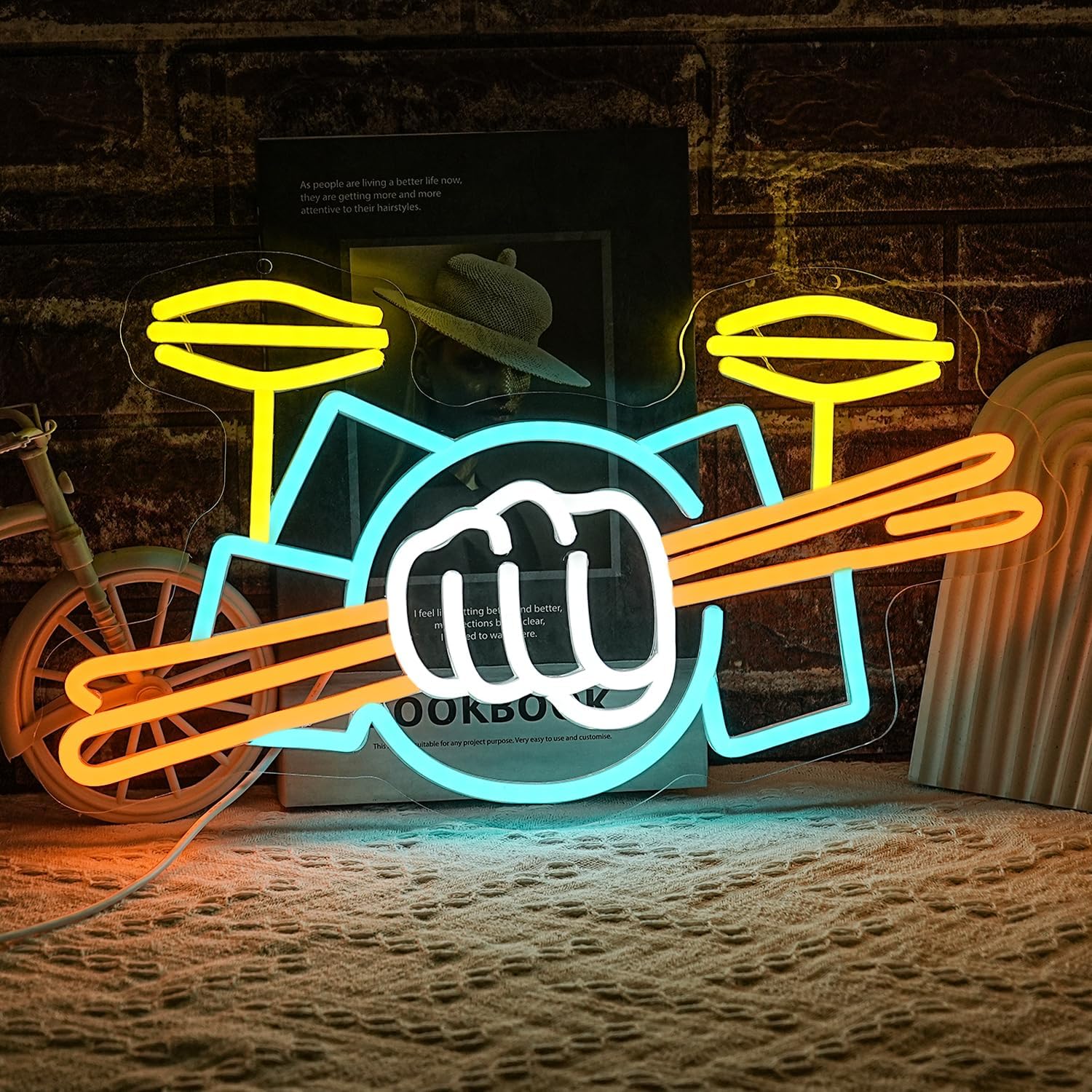 Musical Instrument With A - Schlagzeug-Neonschild USB-Betrieben Musikinstrument LED-Neonlicht für Musikstudio