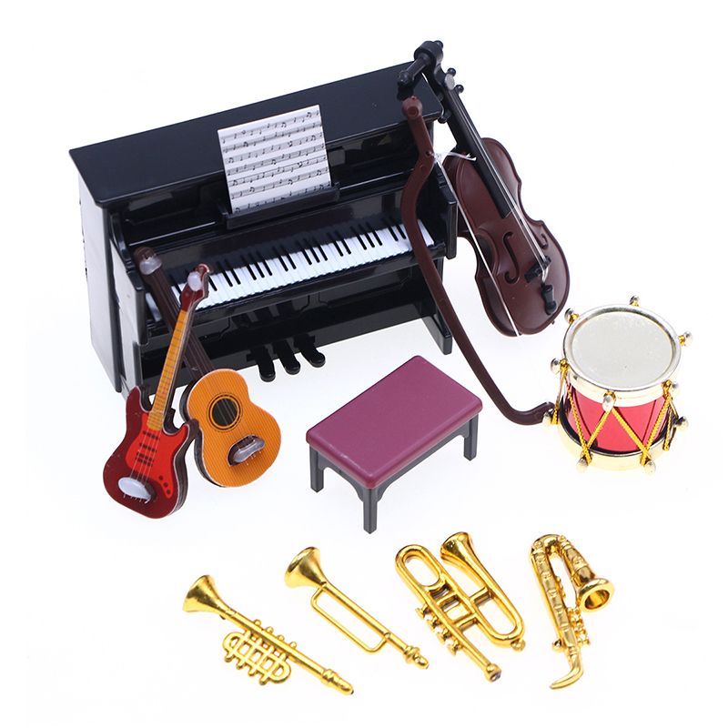 Musical Instrument Like Guitar - Klassisches Miniatur-Musikinstrumentenset im Maßstab 1:12, Klavier,
