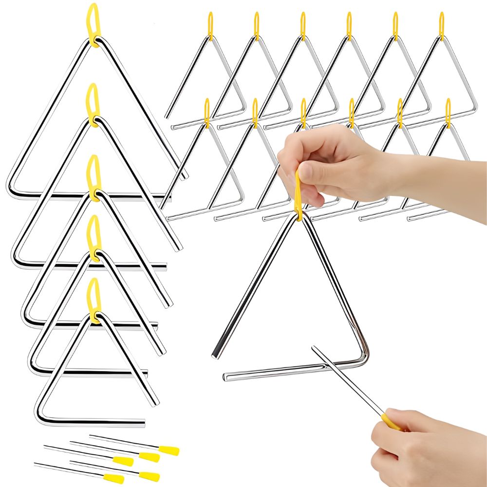 Triangle Beater Music - 5/6/7/8 Zoll Musikal-Dreieck Percussion-Set mit Schlegel,