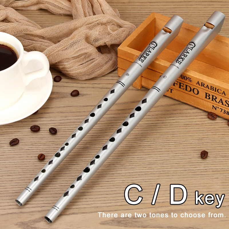 Tin Whistle Flute - Traditionelle Clarke-Flöte in Silber mit C/D-Stimmung,