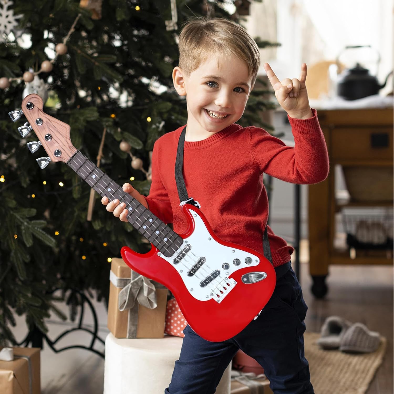 Musical Instrument Harmonium - E-Gitarrenspielzeug für Kinder – 4-saitiges multifunktionales